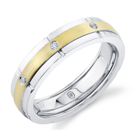 SHY CREATION INC BM00070 - 0.15CT 14K2T W/Y Diamond Matte Omnifit Men's Band 5.9MM Sz 9.5-10.5
