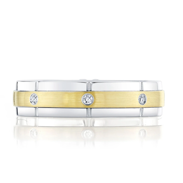 SHY CREATION INC BM00070 - 0.15CT 14K2T W/Y Diamond Matte Omnifit Men's Band 5.9MM Sz 9.5-10.5
