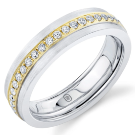 SHY CREATION INC BM00065 - 0.72CT 14K2T W/Y Diamond Matte Omnifit Men's Band 5.8MM Sz 9.5-10.5