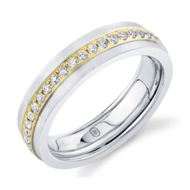 SHY CREATION INC BM00065 - 0.72CT 14K2T W/Y Diamond Matte Omnifit Men's Band 5.8MM Sz 9.5-10.5