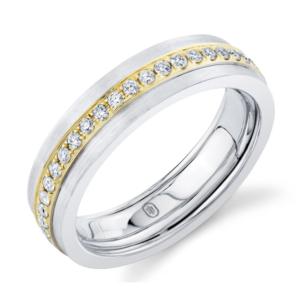 SHY CREATION INC BM00065 - 0.72CT 14K2T W/Y Diamond Matte Omnifit Men's Band 5.8MM Sz 9.5-10.5