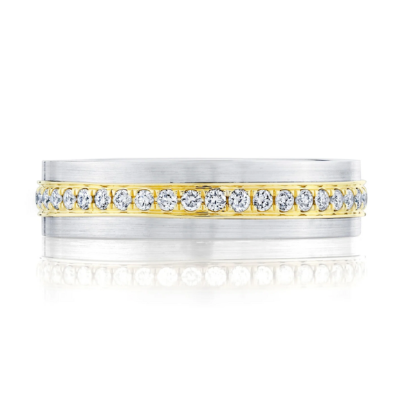 SHY CREATION INC BM00065 - 0.72CT 14K2T W/Y Diamond Matte Omnifit Men's Band 5.8MM Sz 9.5-10.5