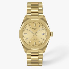 TISSOT watches PRC100 Solar Yellow, SS Bracelet, 34mm