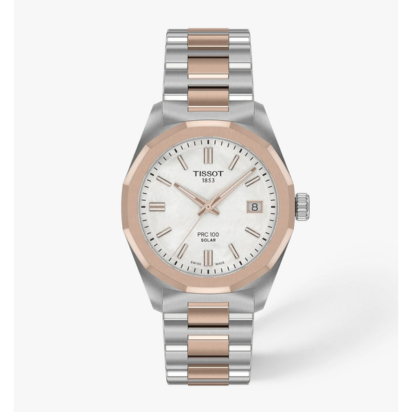 TISSOT watches T1518222211100 - PRC100 Solar Rose Gold TT, MOP Dial, 34mm