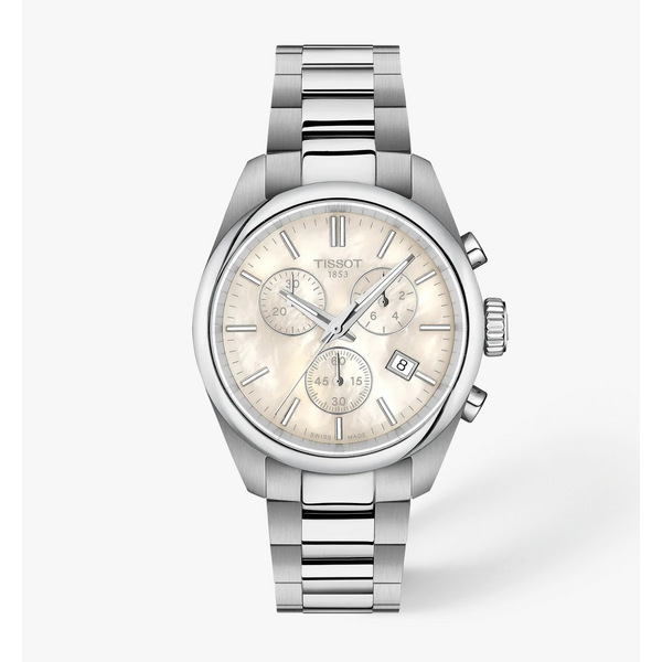 TISSOT watches T1502171111100 - PR100 LDS SS, White MOP Chrono, 36mm