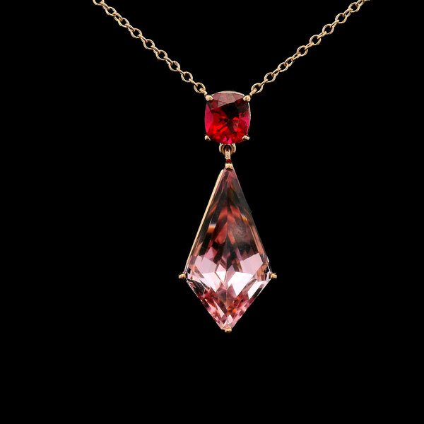 20kt Pink Gold Morganite and Rubellite Necklace