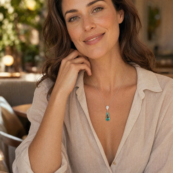 18kt Yellow Gold and Platinum Tourmaline and Diamond Necklace
