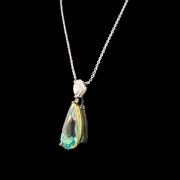 18kt Yellow Gold and Platinum Tourmaline and Diamond Necklace