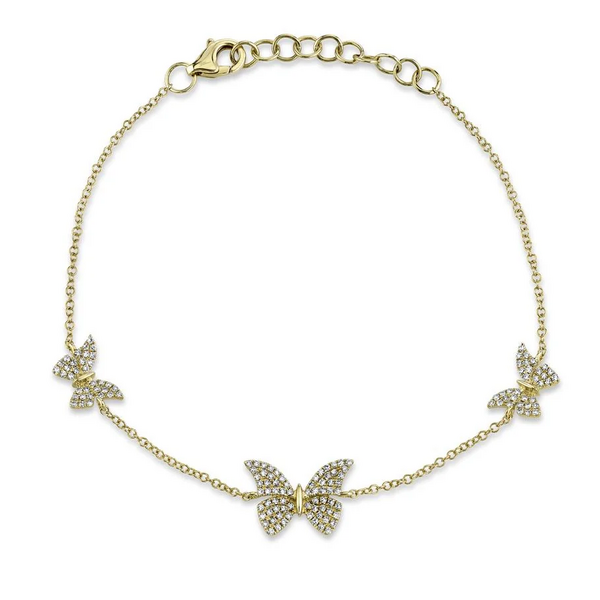 SHY CREATION INC 14kt Yellow Gold .30CT Diamond Butterfly Bracelet