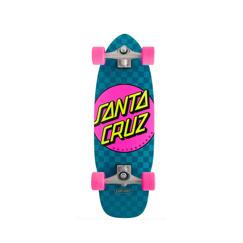 Santa Cruz Santa Cruz Pink Dot Check Cut Black Carver Surf Skate - 9.75x29.95"