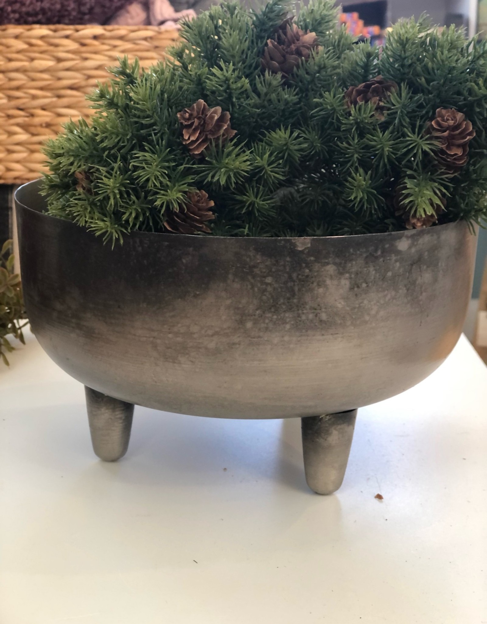 Indaba Patina Footed planters lg 4x9.5w
