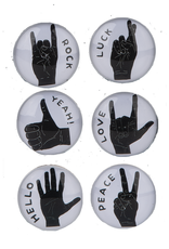 Hand Signs Magnet Glass Set of 6