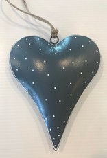 Jafsons Int. Painted Iron Heart - Charcoal w Wht dots 8"