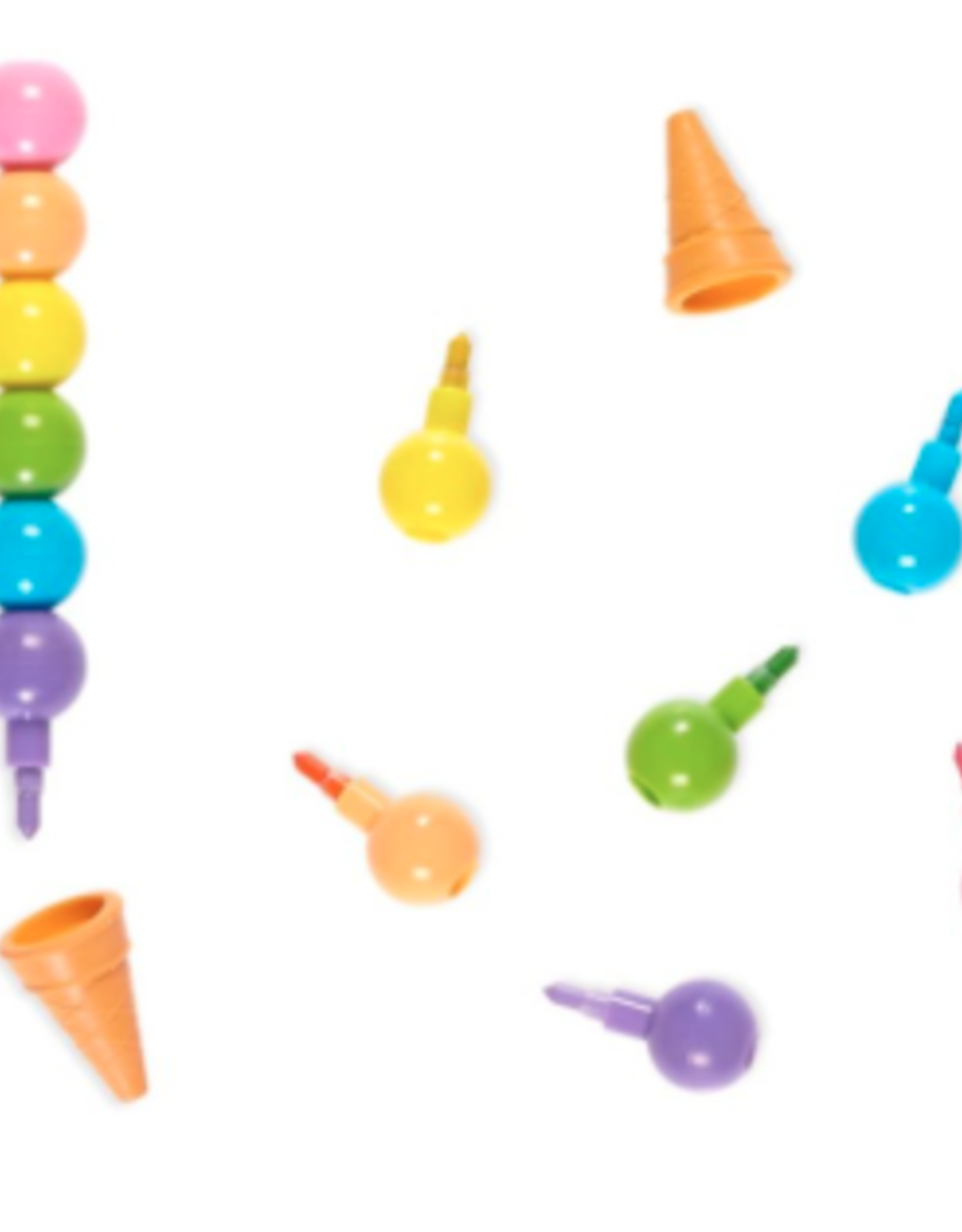 OOLY Rainbow Scoops - erasable crayons & eraser
