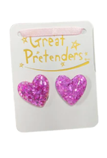 Great Pretenders Glitter Heart Purple  Clip on Earrings