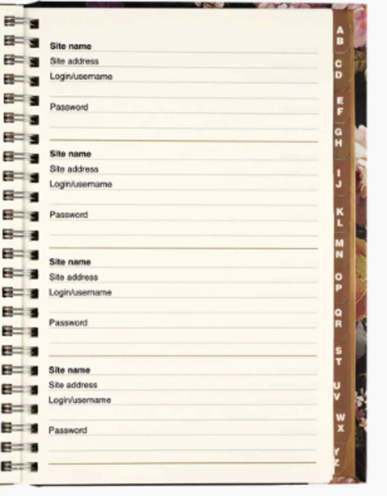 Peter Pauper Press Internet Logbook Midnight Floral