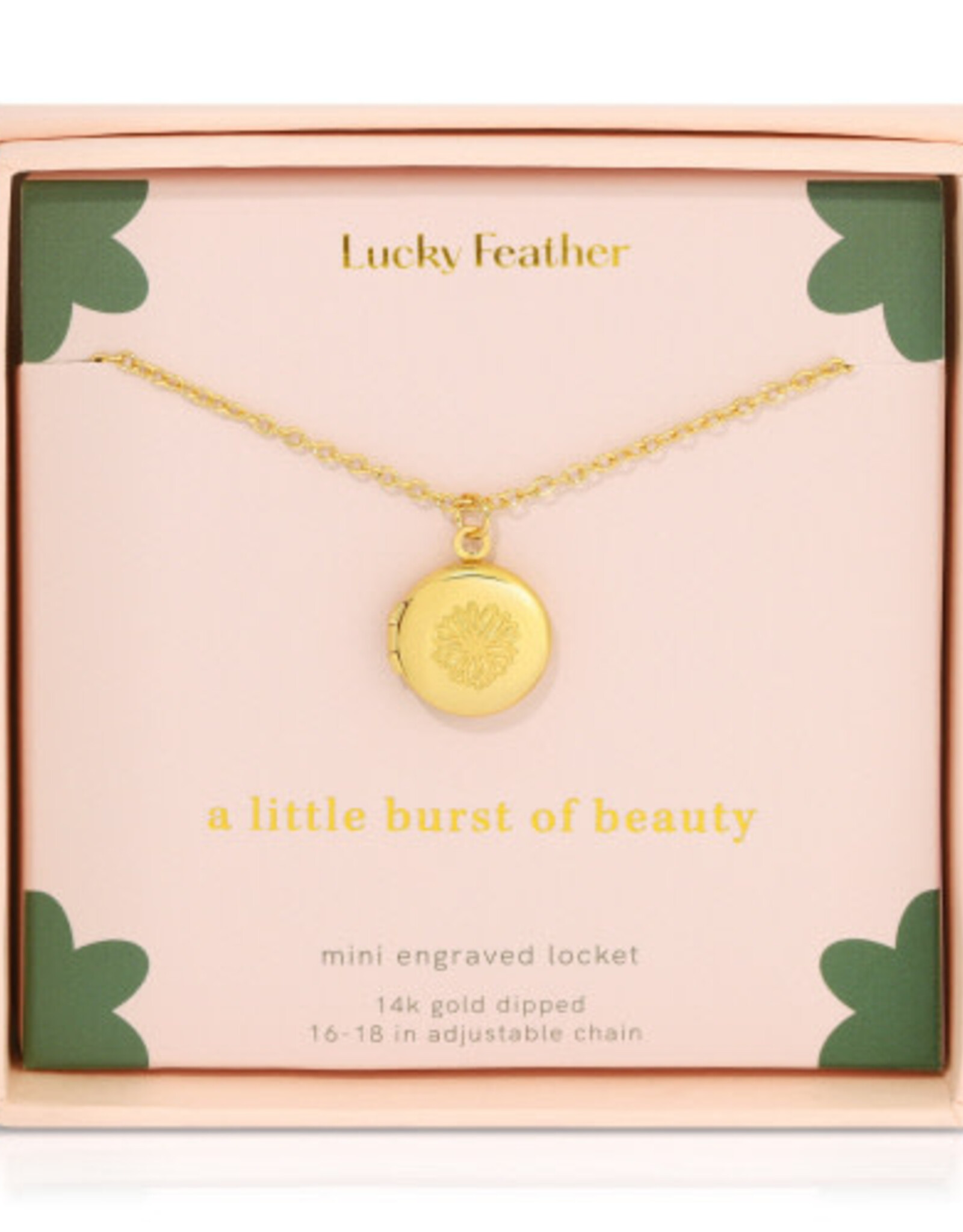 Lucky Feather Mini Engraved Lockets