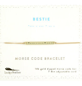 Lucky Feather Morse Code Bracelet - Bestie