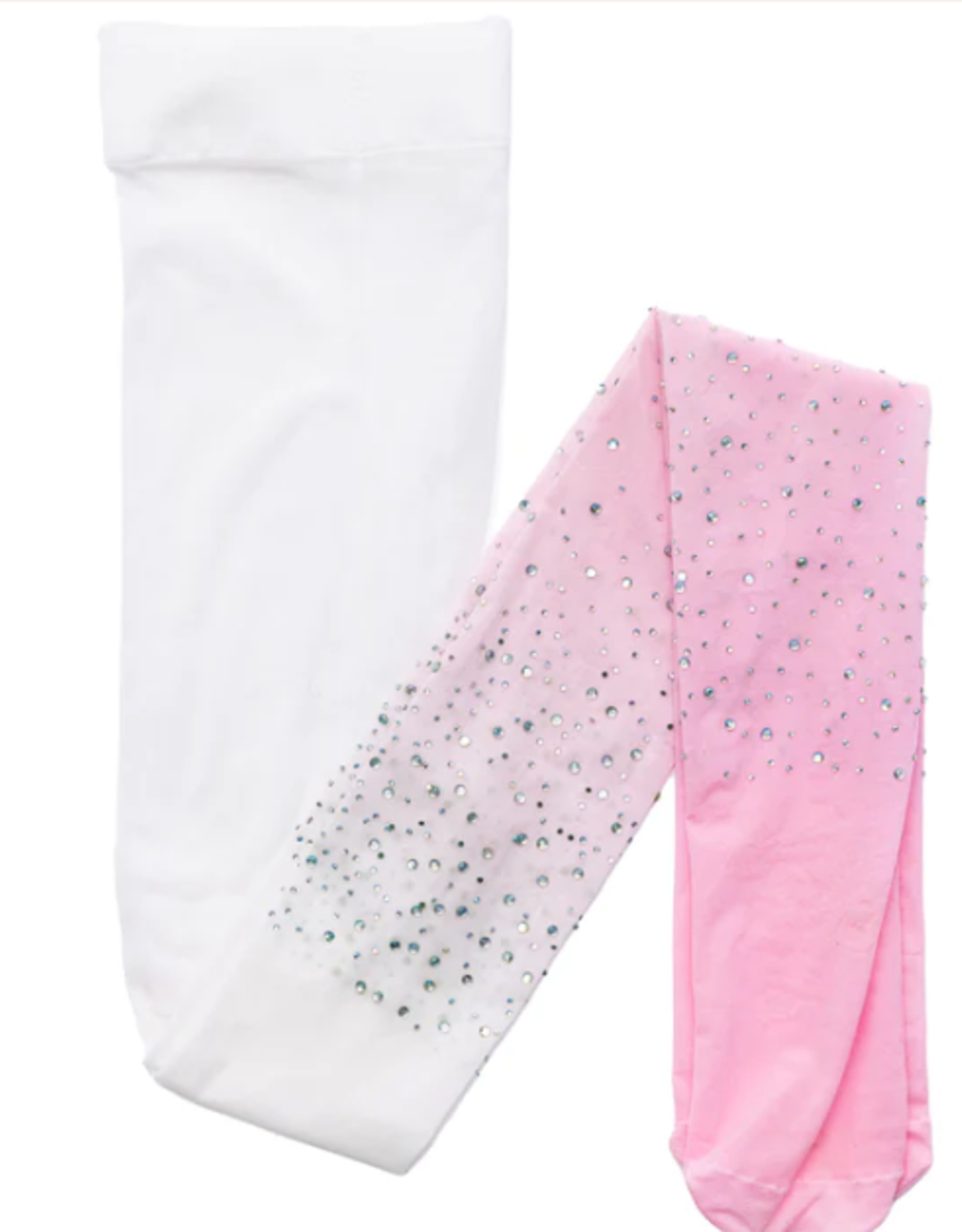 Great Pretenders Ombre Rhinestone Tights, Lt Pink/White -Size 3-8