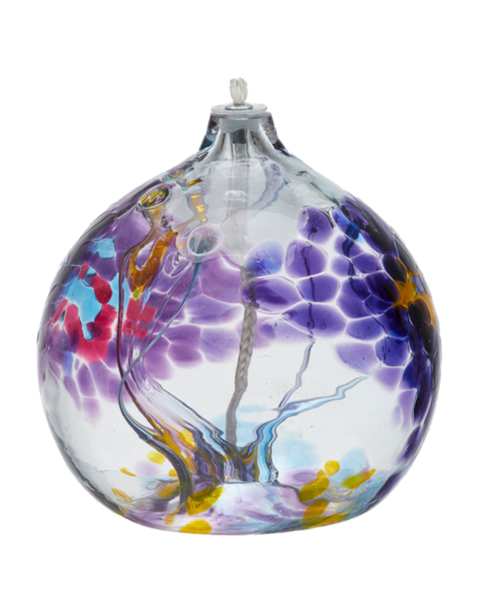 Kitras Art Glass Oil Lamp Gratitude/Spirit  Multi Purple . 6’' Kitras