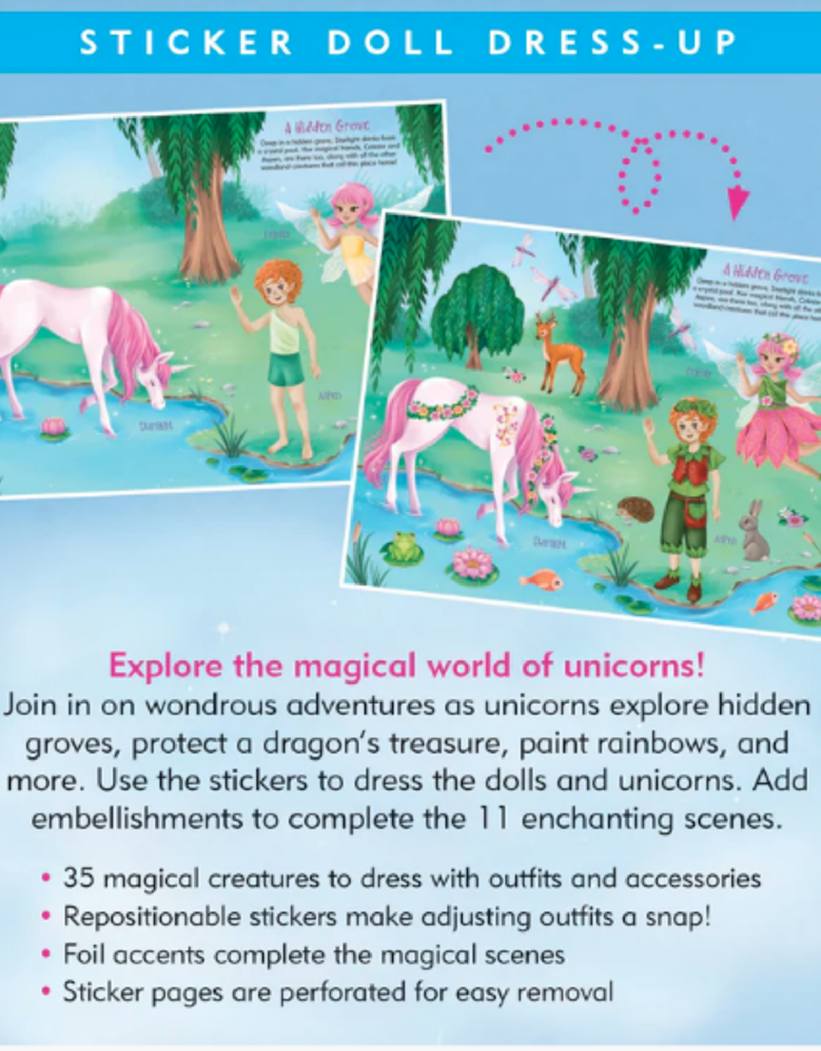 Peter Pauper Press Unicorns Sticker Doll Dress-Up Book
