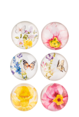 Floral Butterfly Magnet Glass Set of 6