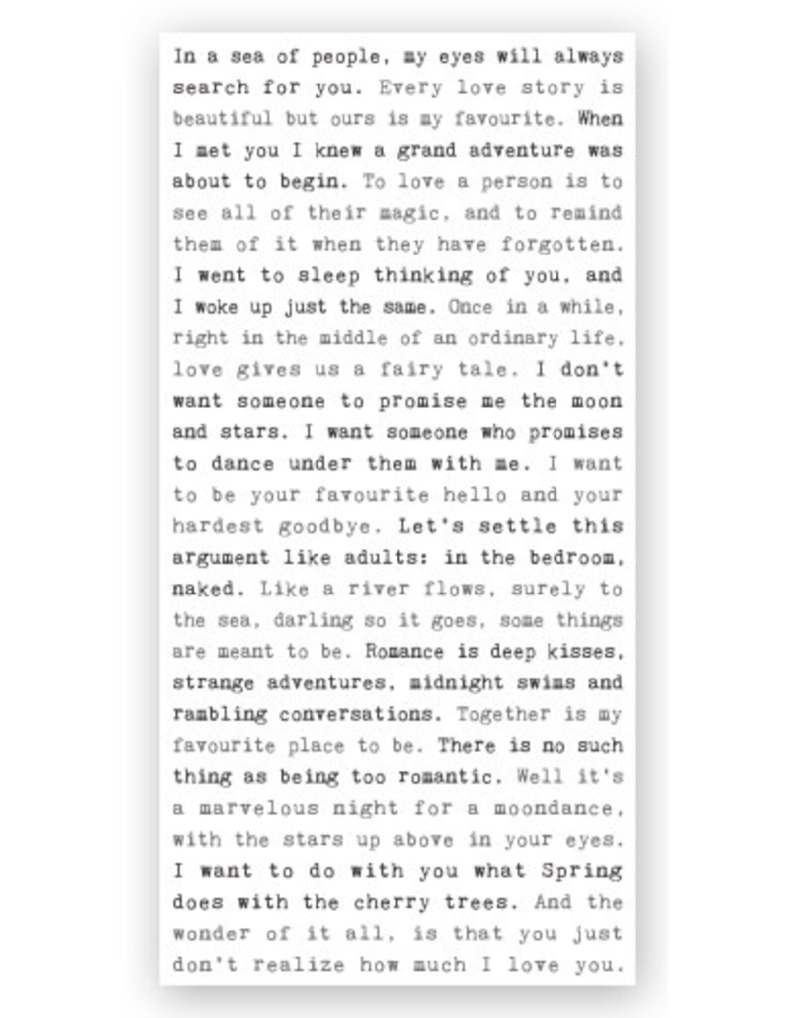Cedar Mountain Typewriter sign Romance
