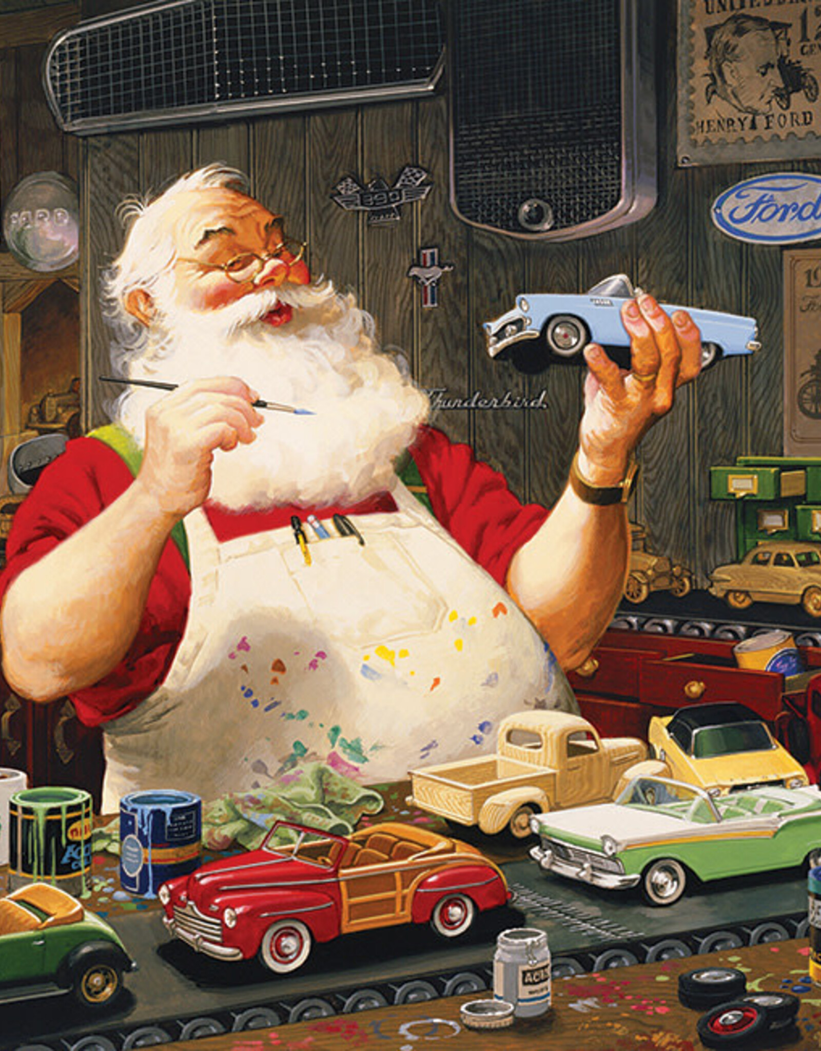 Cobble Hill Santa Painting Cars - 1000pc