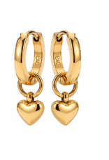 Eliasz & Ella Classic Huggie w/Heart Charm Gold