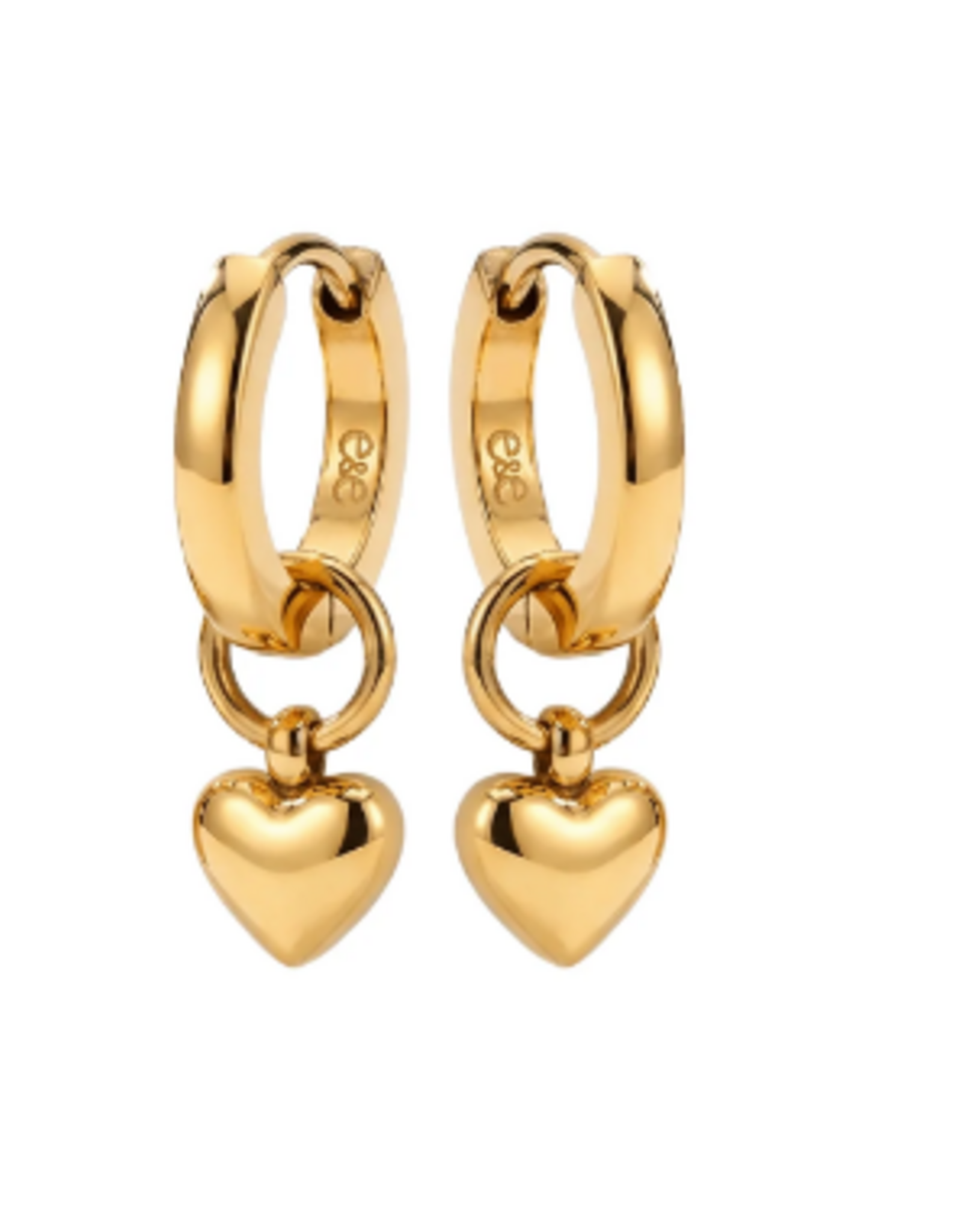 Eliasz & Ella Classic Huggie w/Heart Charm Gold