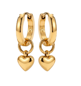 Eliasz & Ella Classic Huggie w/Heart Charm Gold