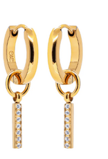 Eliasz & Ella Classic Huggie w/CZ Bar Charm