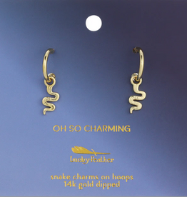 Lucky Feather Drop Hoops Earrings