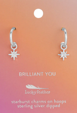 Lucky Feather Drop Hoops Earrings