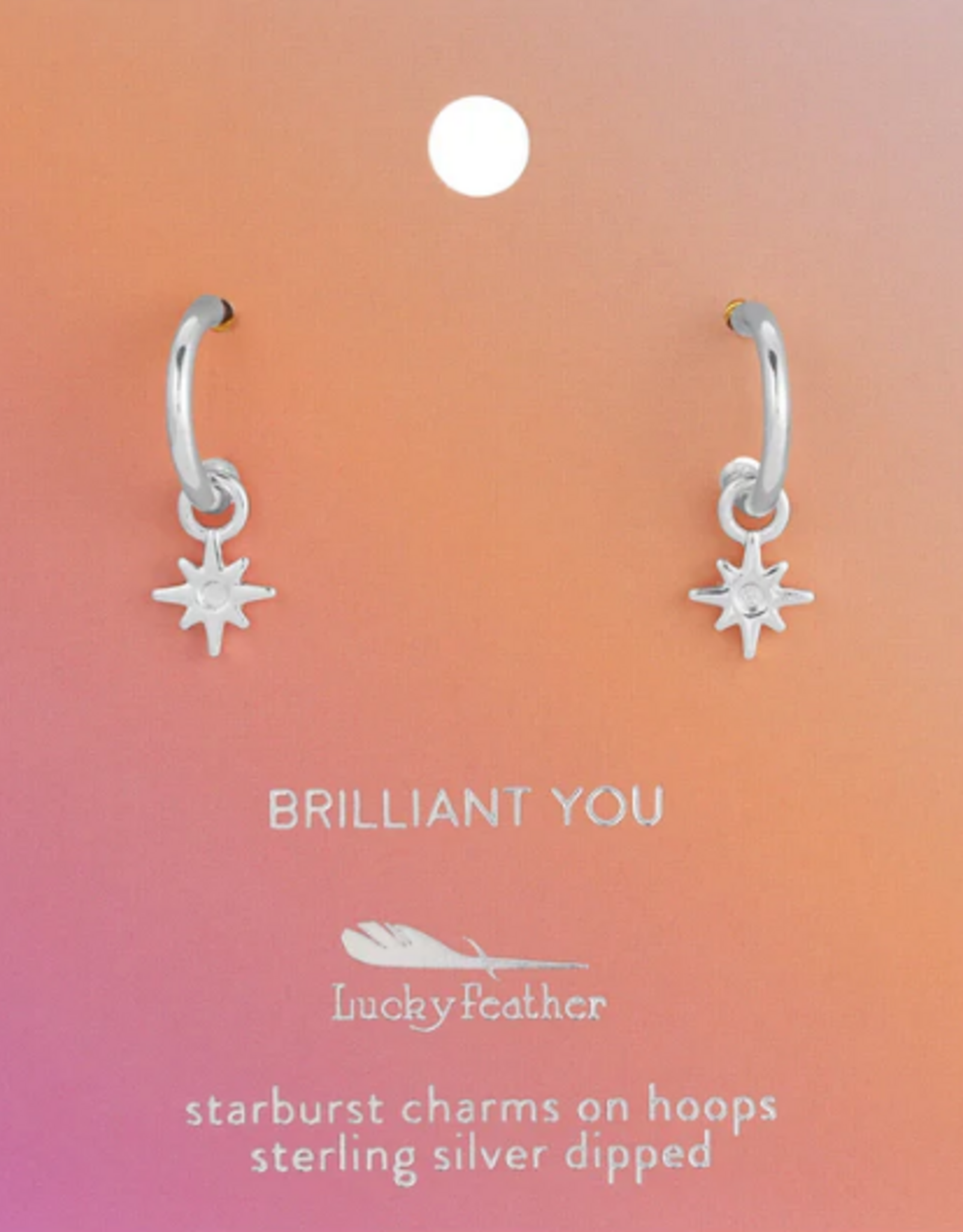 Lucky Feather Drop Hoops Earrings