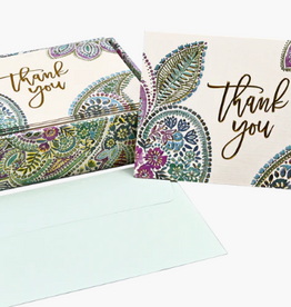 Peter Pauper Press Thank You Note card set- Watercolour Paisley