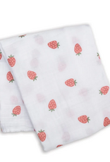 Lulujo Lulujo Swaddle  Muslin Blanket  Strawberries