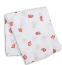 Lulujo Lulujo Swaddle  Muslin Blanket  Strawberries