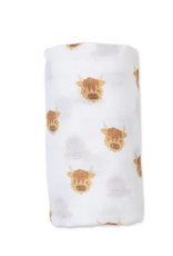 Lulujo Lulujo Swaddle  Muslin Blanket  Highland Cow