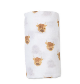 Lulujo Lulujo Swaddle  Muslin Blanket  Highland Cow