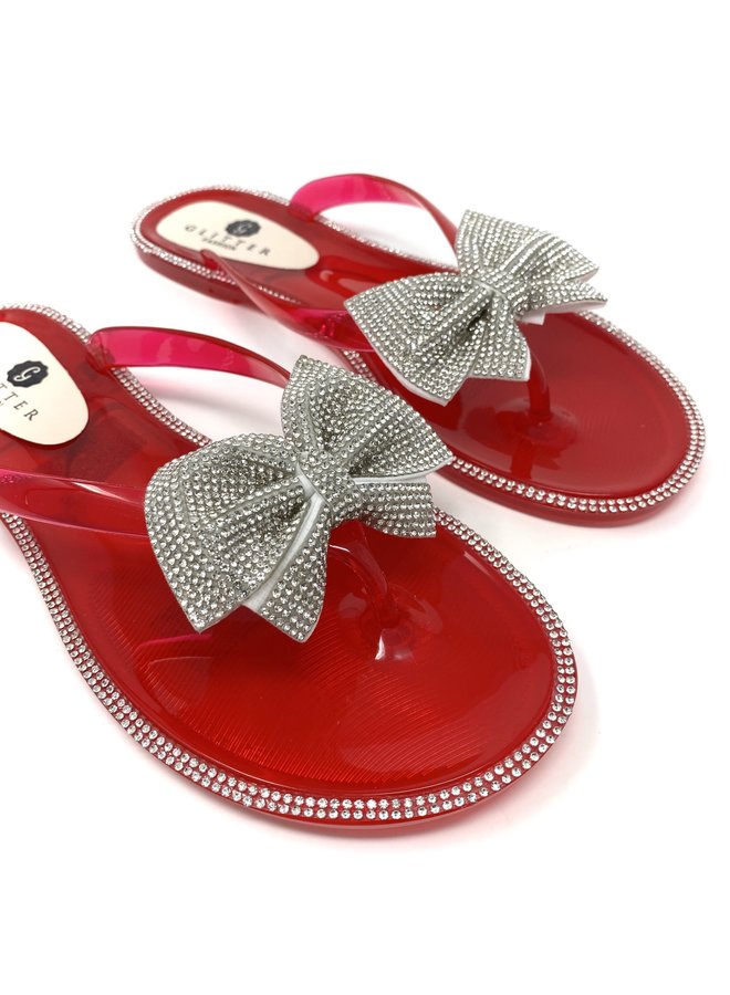 red jelly sandals