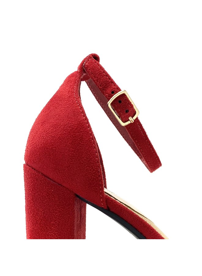 Shiner Casual Heels - Red Suede