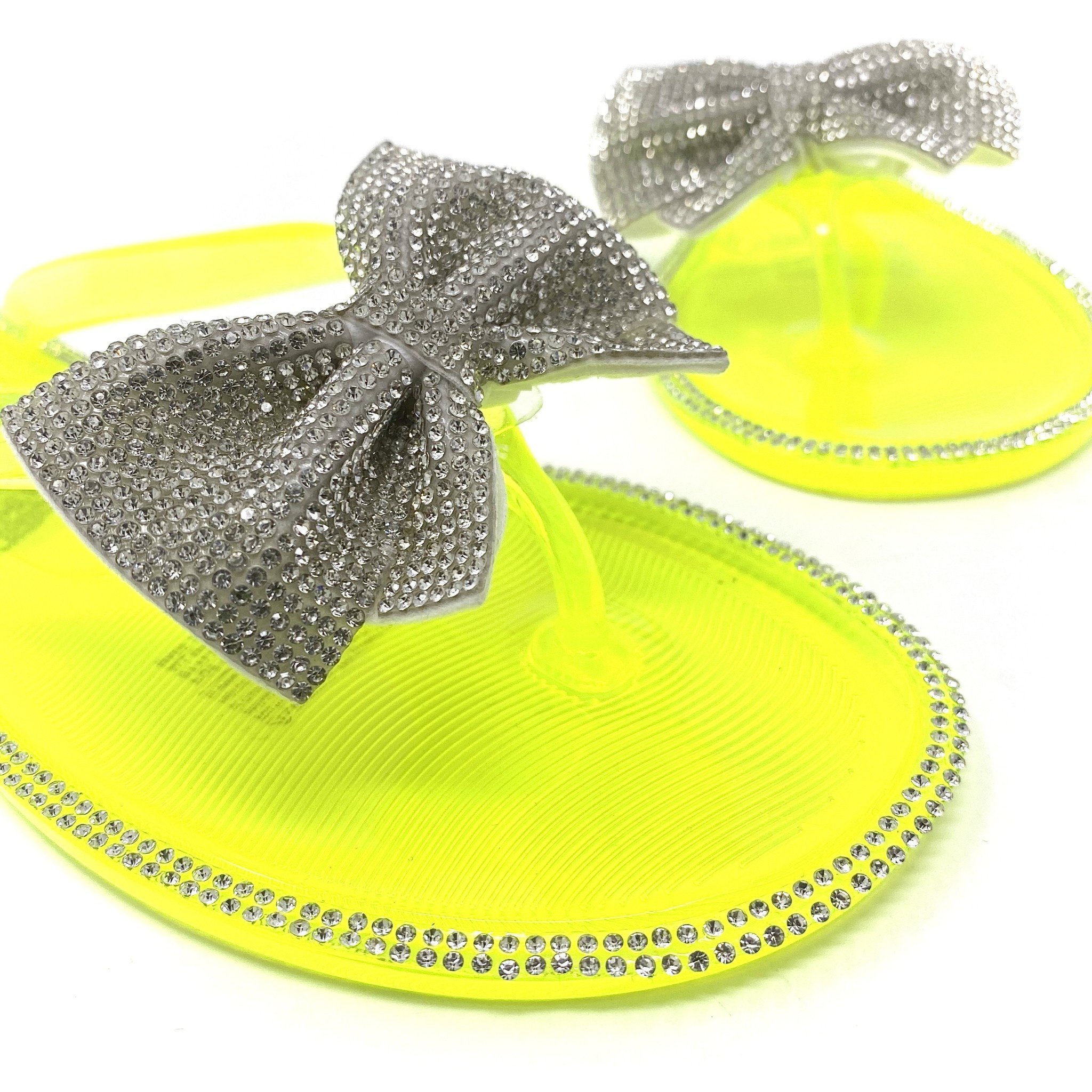 LUCID Jelly Sandals NEON YELLOW GLITTER FASHION