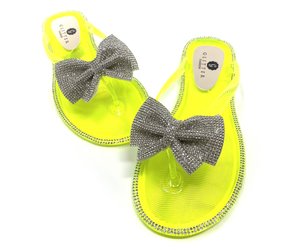 LUCID Jelly Sandals NEON YELLOW GLITTER FASHION