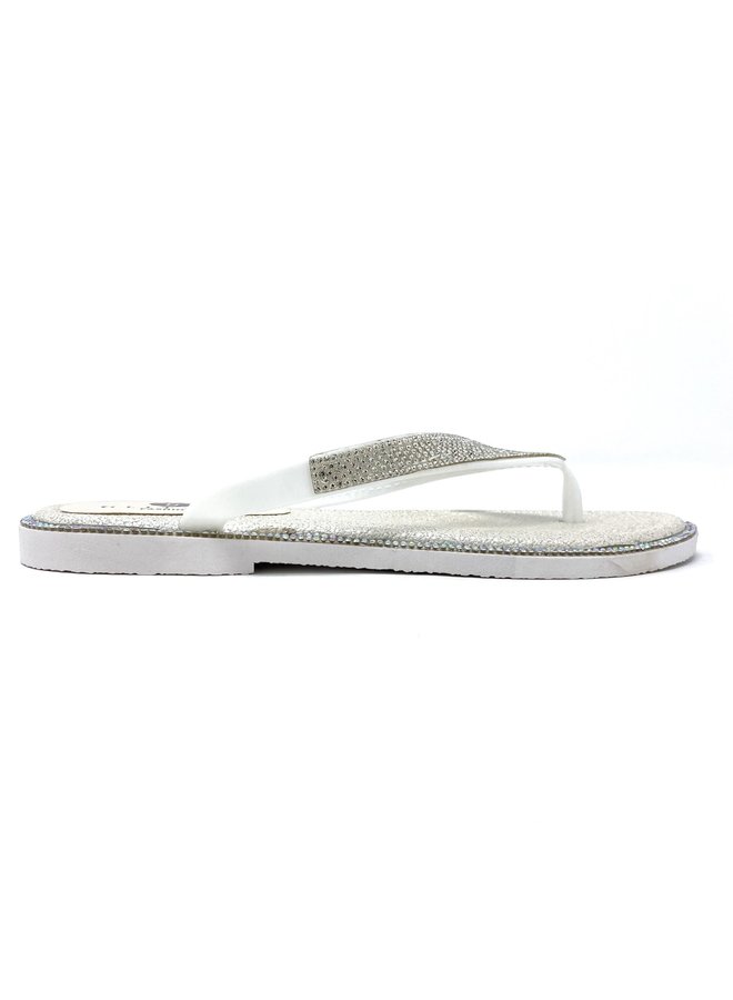 Glint Flat Sandals - White