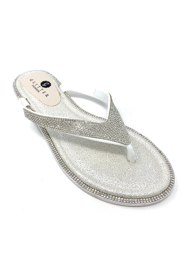 Glint Flat Sandals - White