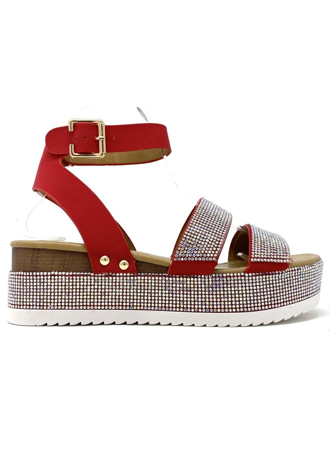 Diamond in the Sky Platform Sandals - Red