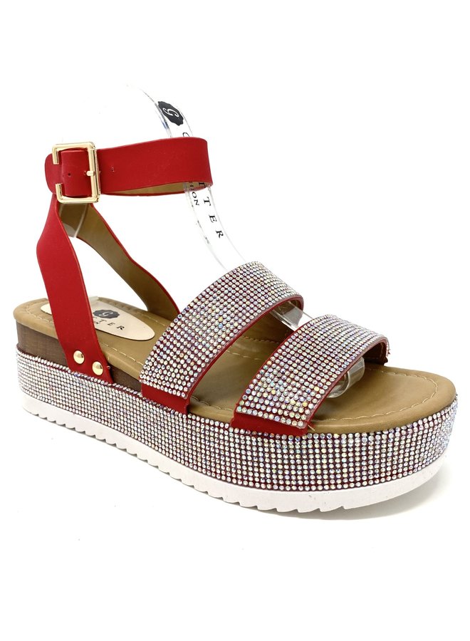 Diamond in the Sky Platform Sandals - Red