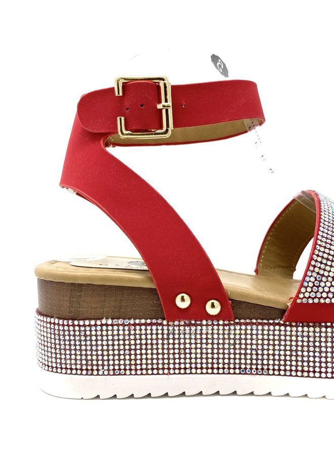 Diamond in the Sky Platform Sandals - Red