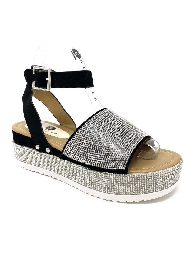 Diamond Platform Sandal - Black